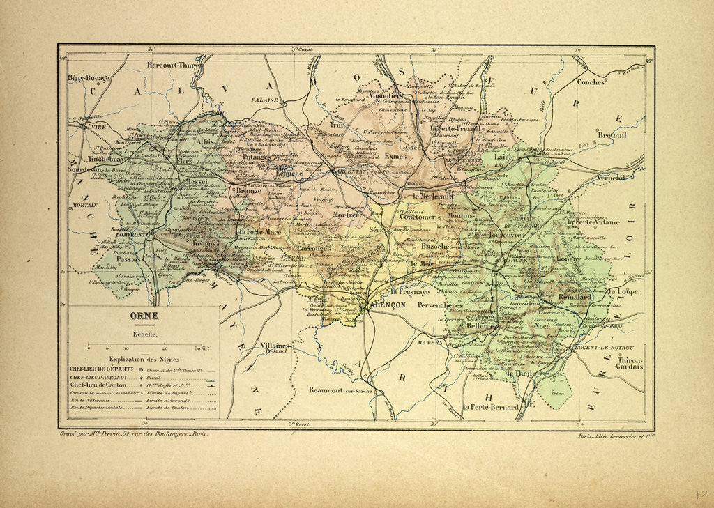 Detail of Map of Orne France by Anonymous
