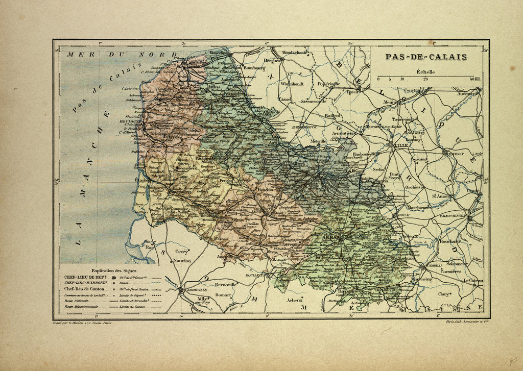 Detail of Map of Pas-De-Calais France by Anonymous
