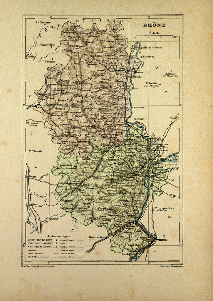 Detail of Map of Rhône France by Anonymous