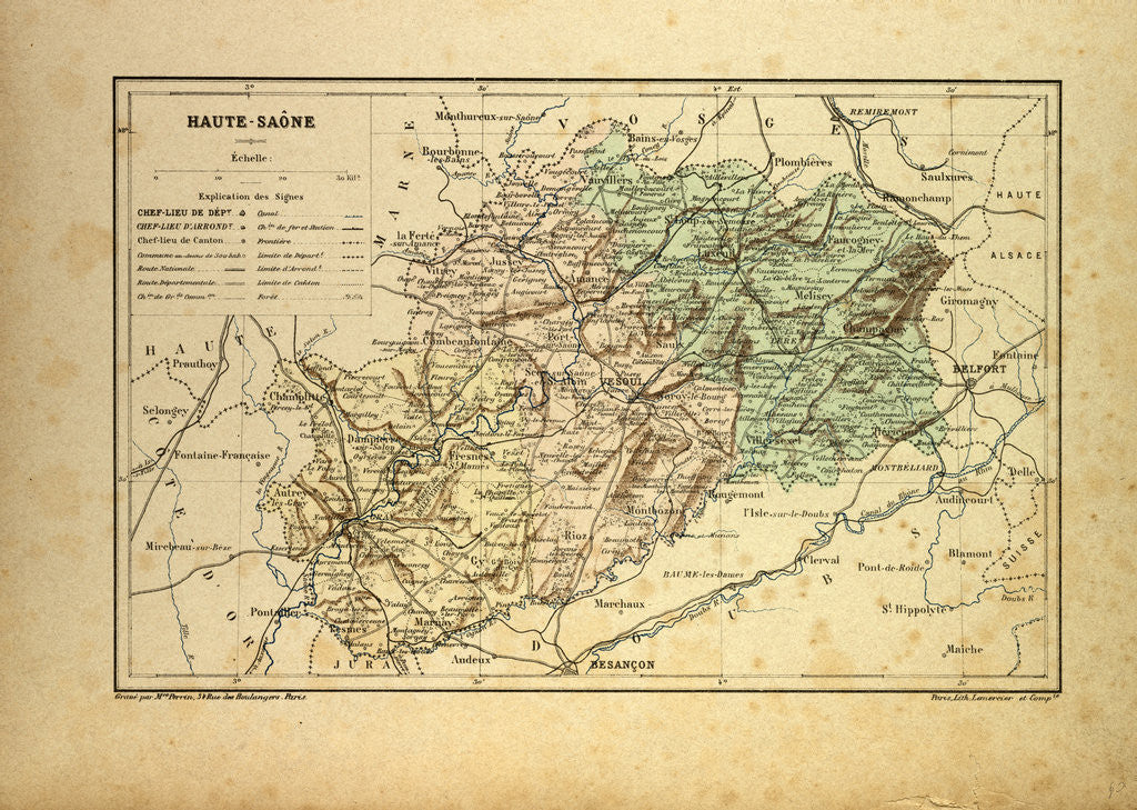Detail of Map of Haute-Saône France by Anonymous