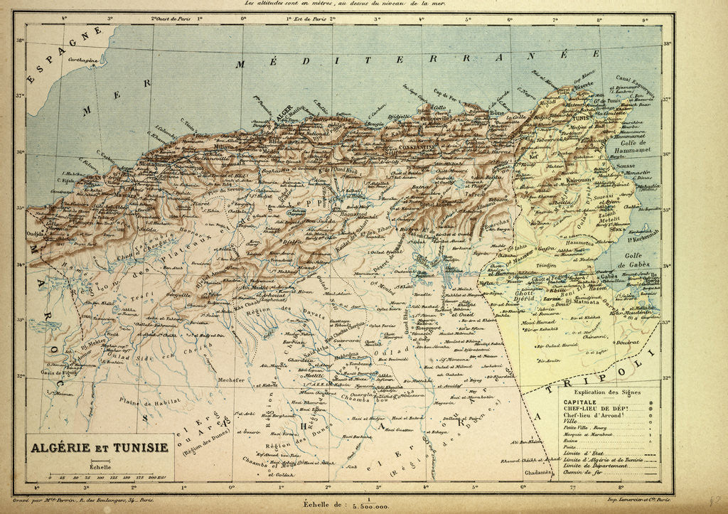 Detail of Map of Algeria and Tunisia by Anonymous