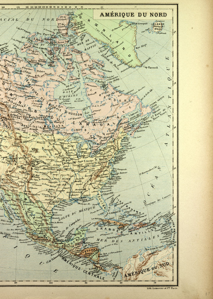 Detail of Map of North America by Anonymous