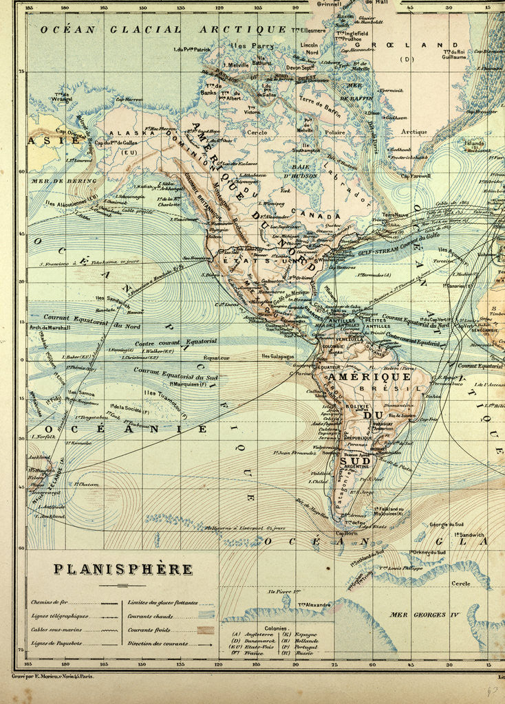 Detail of Map of North America and South America by Anonymous
