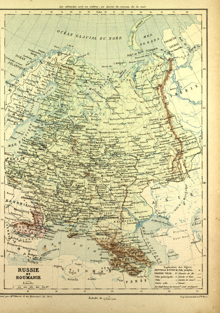 Detail of Map of Russia and Romania by Anonymous