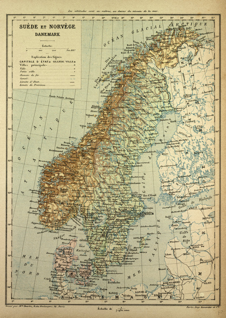 Detail of Map of Sweden Denmark and Norway by Anonymous
