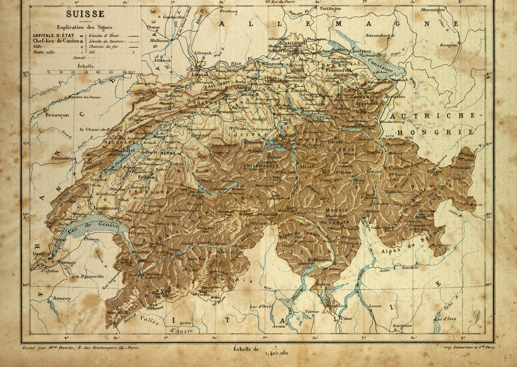 Detail of Map of Switzerland by Anonymous