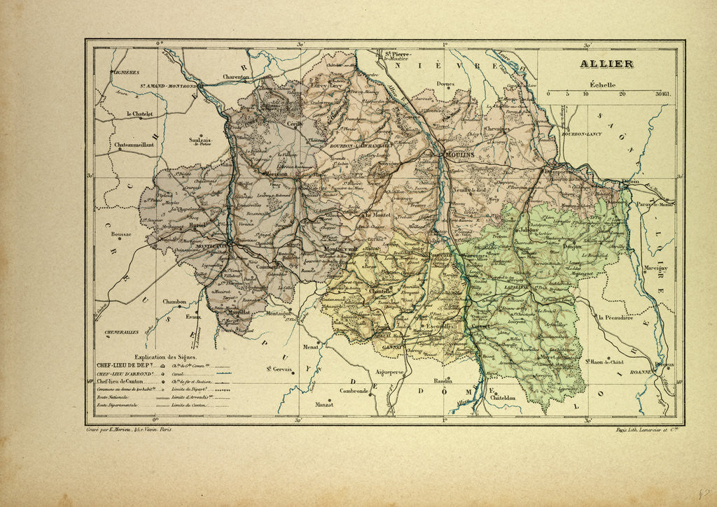 Detail of Map of Allier France by Anonymous