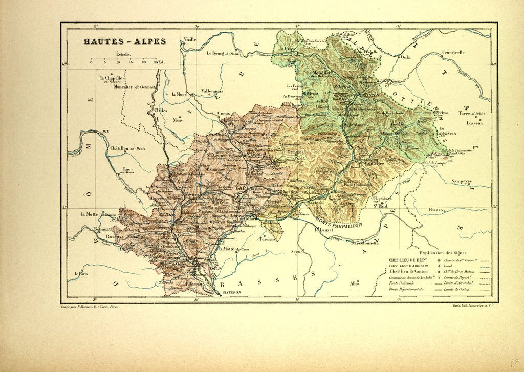 Detail of Map of Hautes-Alpes France by Anonymous