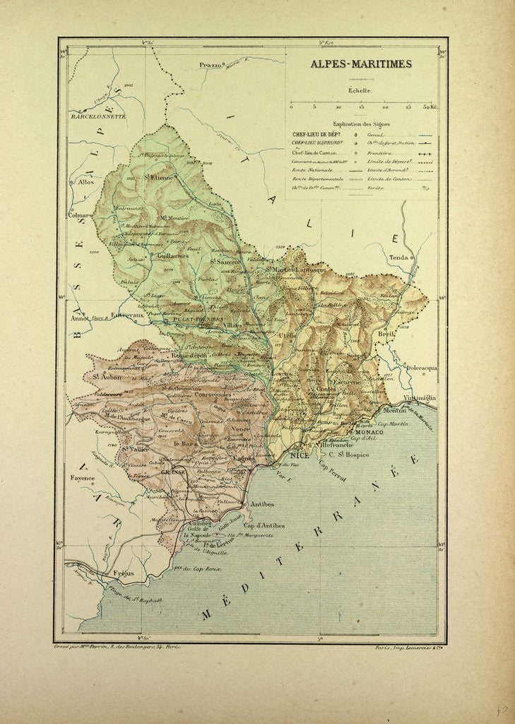 Detail of Map of Alpes-Maritimes France by Anonymous