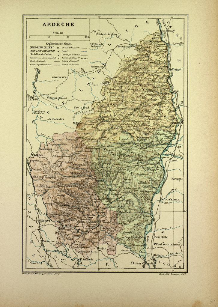 Detail of Map of Ardêche France by Anonymous