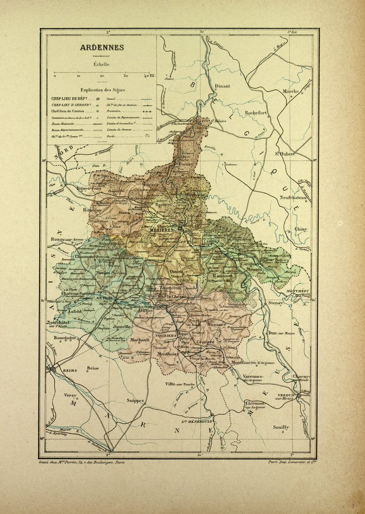 Detail of Map of Ardennes France by Anonymous