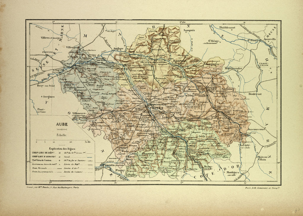 Detail of Map of Aube France by Anonymous