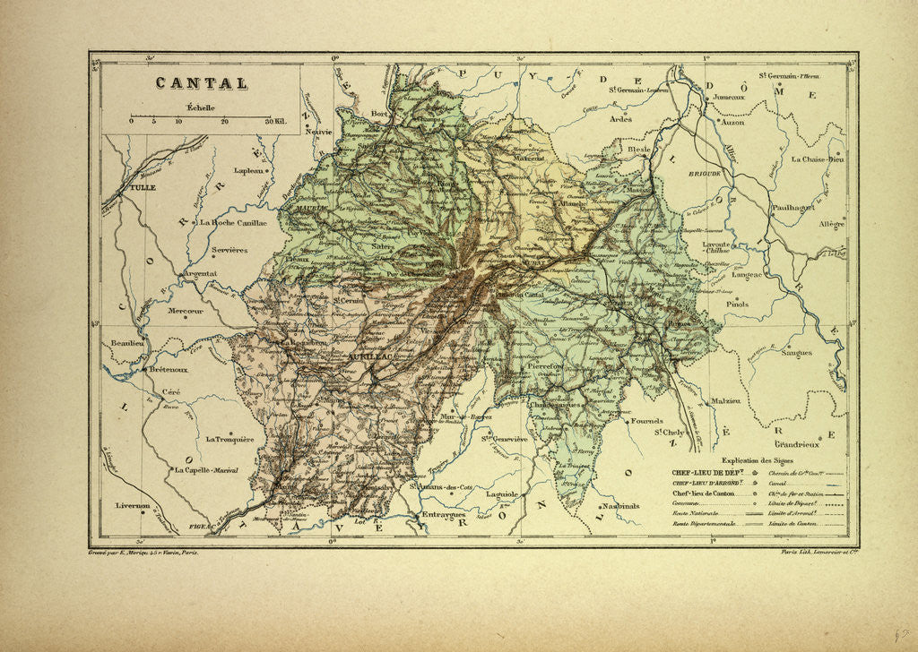 Detail of Map of Cantal France by Anonymous