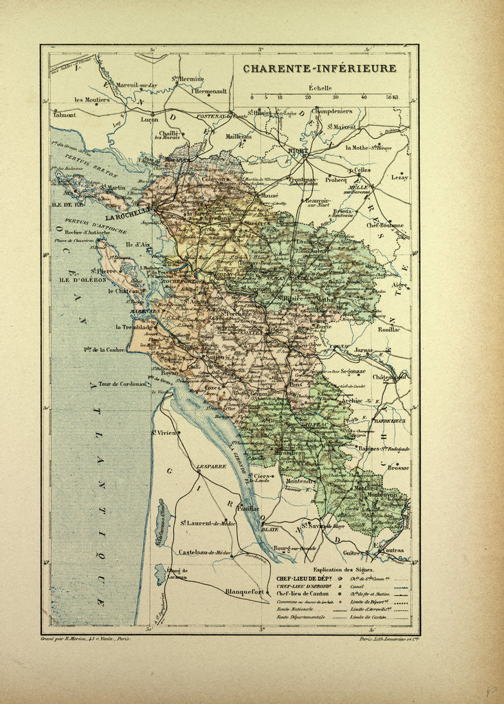 Detail of Map of Charente-Inférieure France by Anonymous