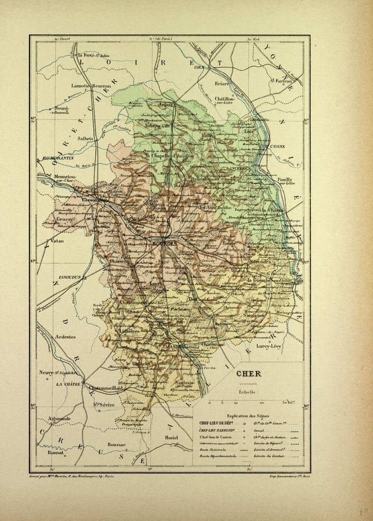 Detail of Map of Cher France by Anonymous