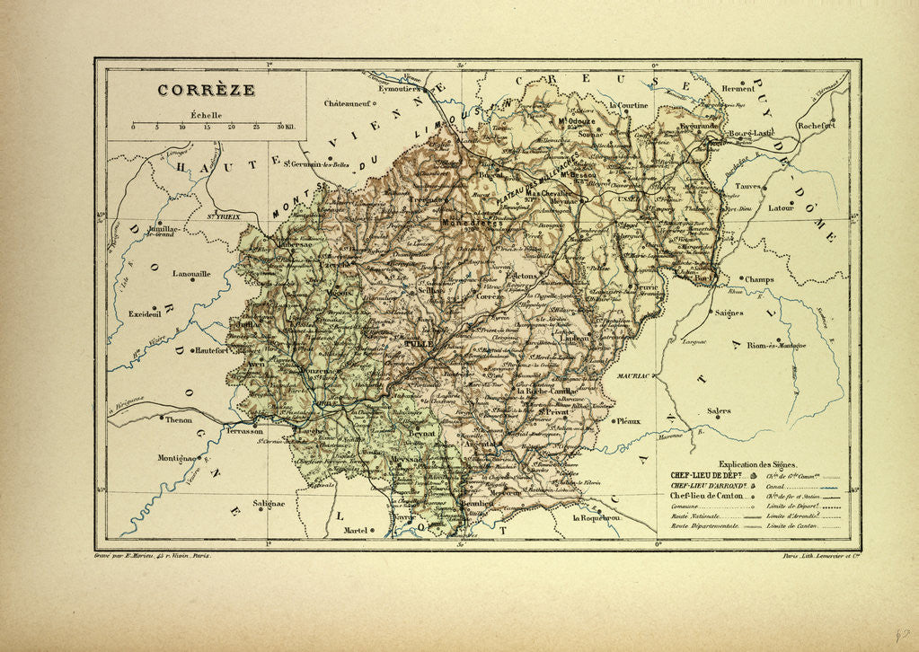 Detail of Map of Corrèze France by Anonymous
