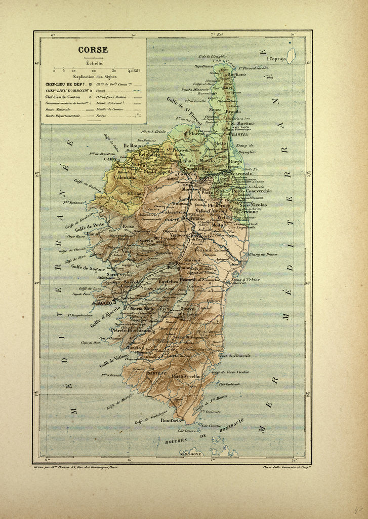 Detail of Map of Corse France by Anonymous