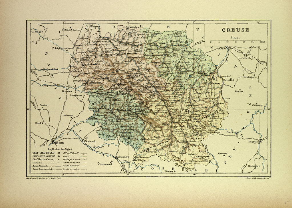 Detail of Map of Creuse France by Anonymous