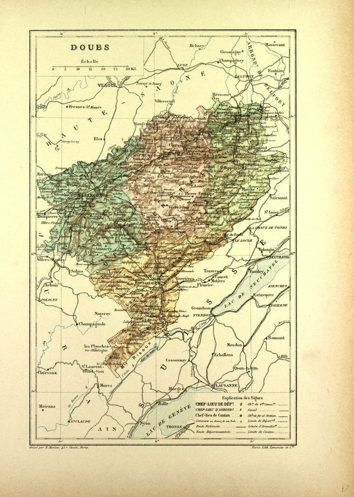 Detail of Map of Doubs France by Anonymous