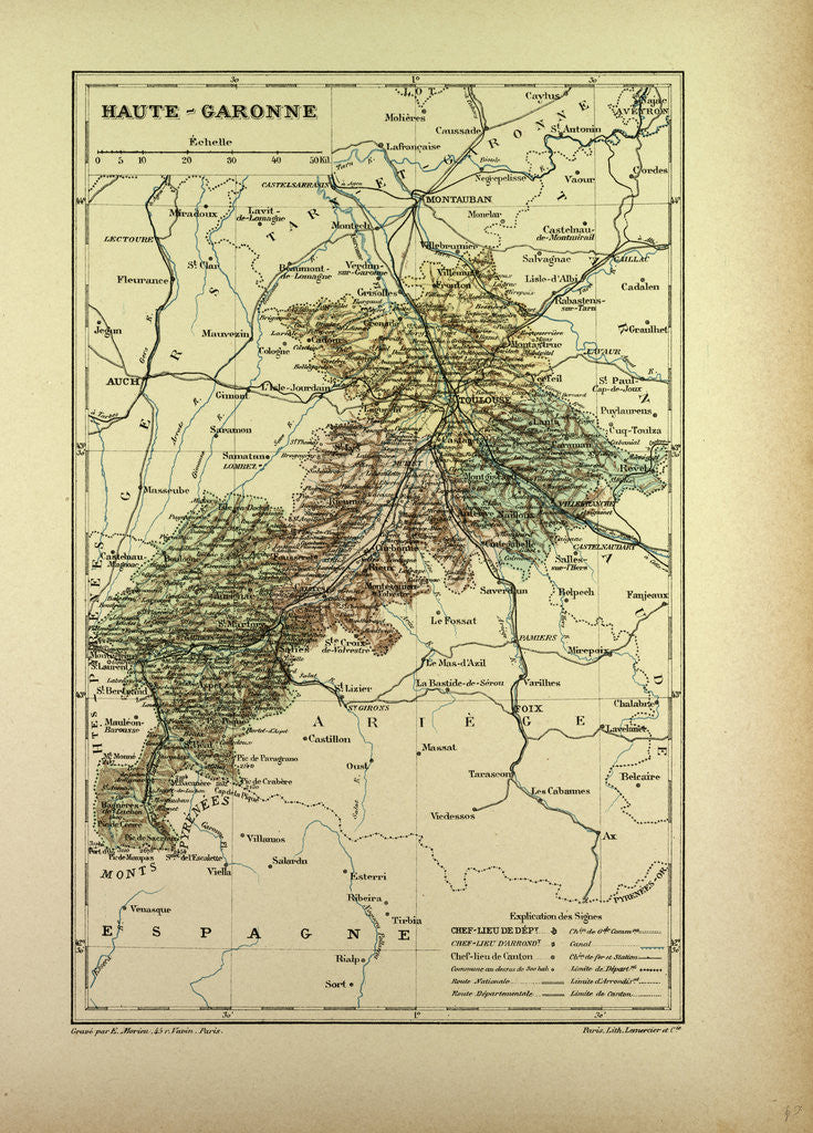 Detail of Map of Haute-Garonne France by Anonymous