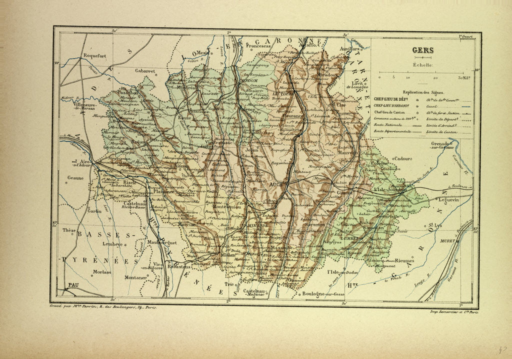 Detail of Map of Gers France by Anonymous
