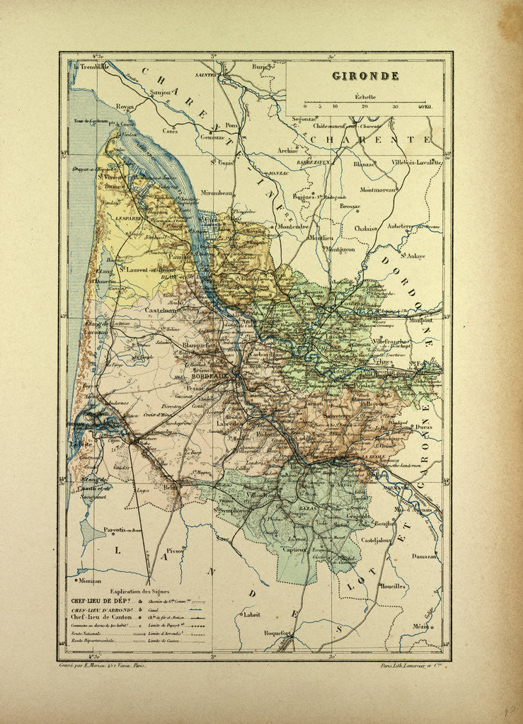 Detail of Map of Gironde France by Anonymous