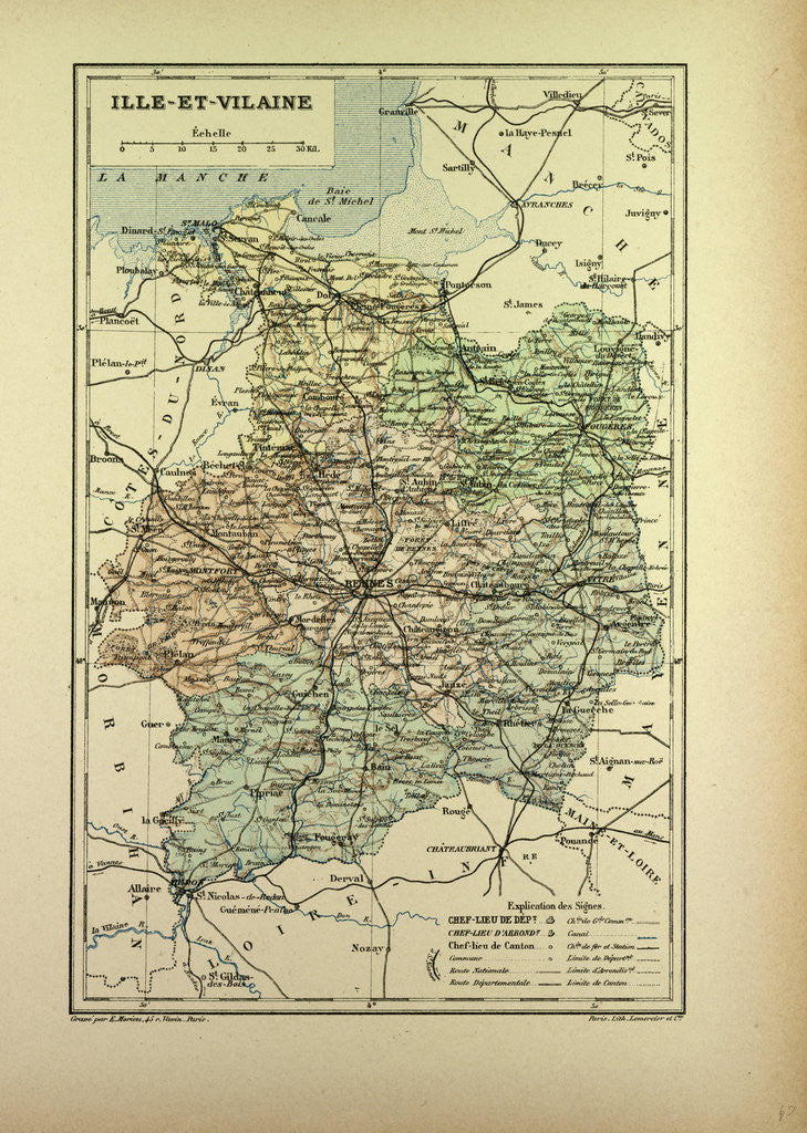 Detail of Map of Ille-Et-Vilaine France by Anonymous