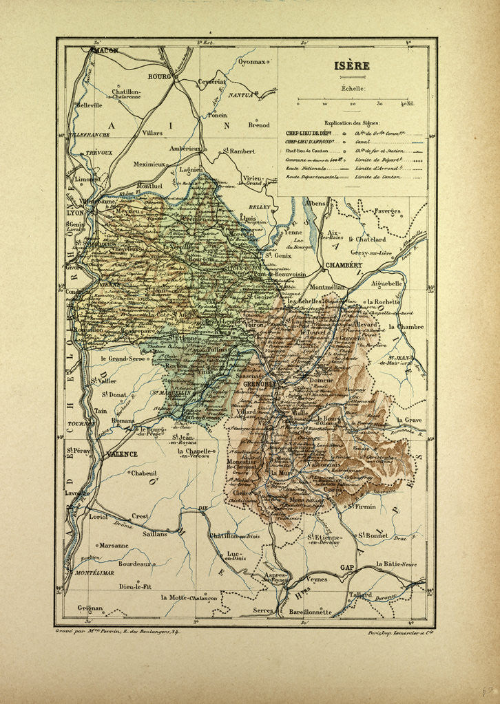 Detail of Map of Isère France by Anonymous