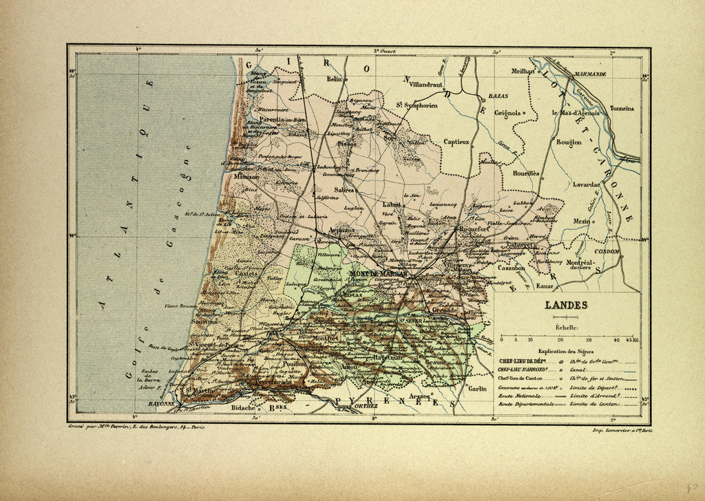 Detail of Map of Landes France by Anonymous
