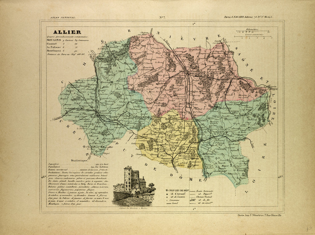 Detail of Map of Allier France by Anonymous
