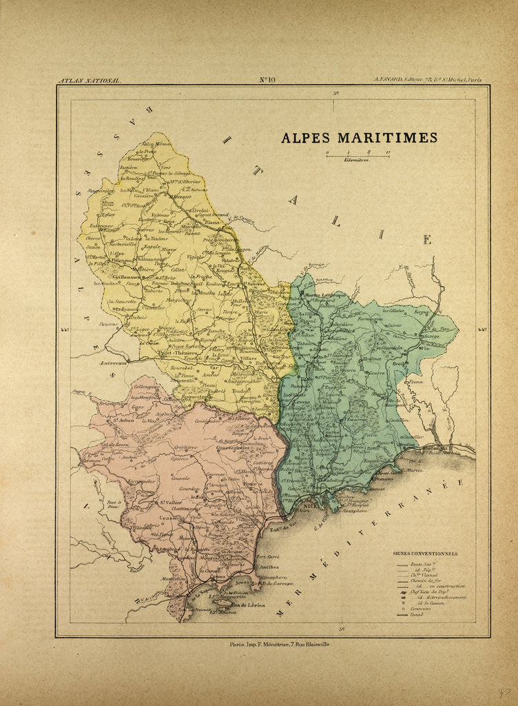Detail of Map of Alpes Maritimes France by Anonymous