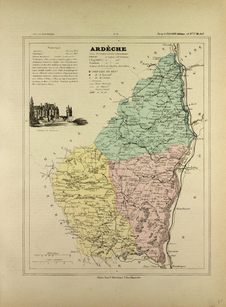 Detail of Map of Ardèche France by Anonymous