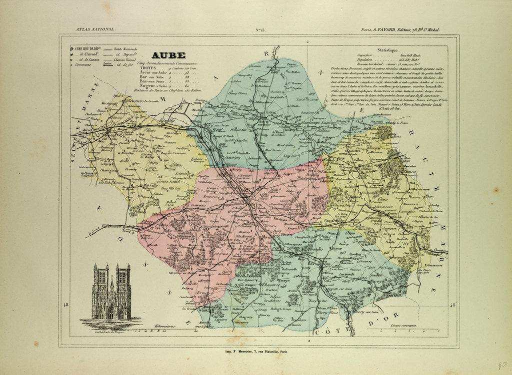 Detail of Map of Aube France by Anonymous
