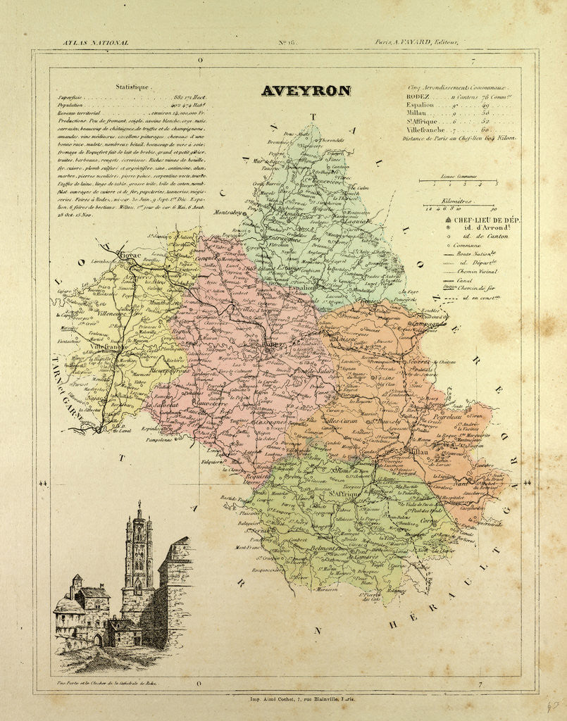 Detail of Map of Aveyron France by Anonymous