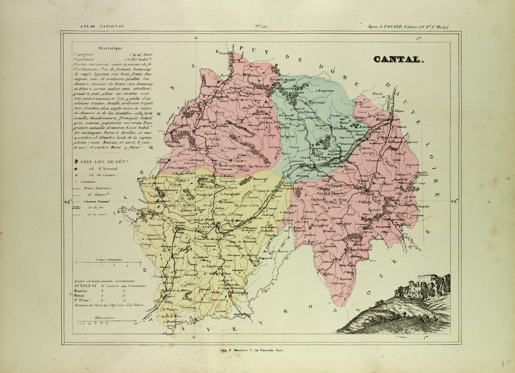 Detail of Map of Cantal France by Anonymous