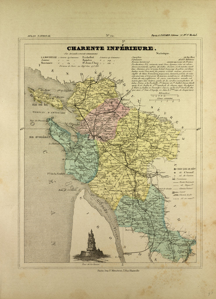 Detail of Map of Charente Inférieure France by Anonymous