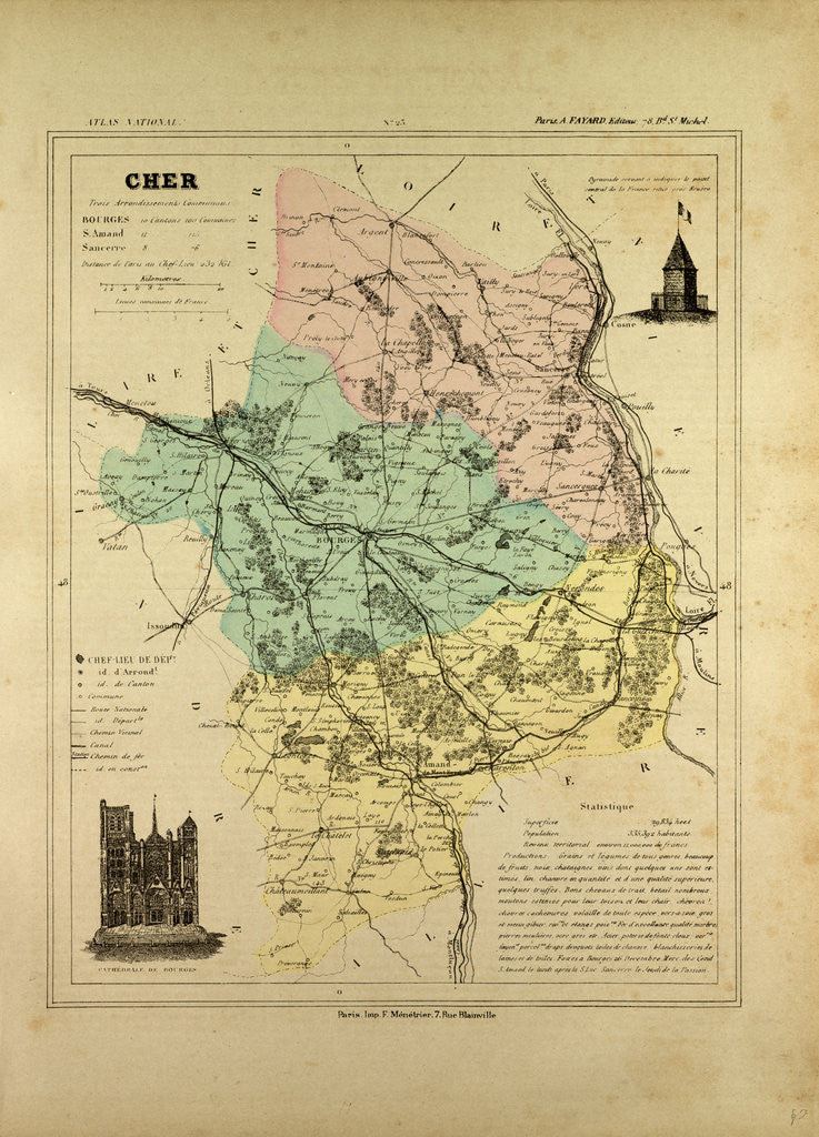 Detail of Map of Cher France by Anonymous