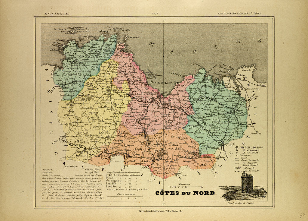 Detail of Map of Côtes Du Nord France by Anonymous