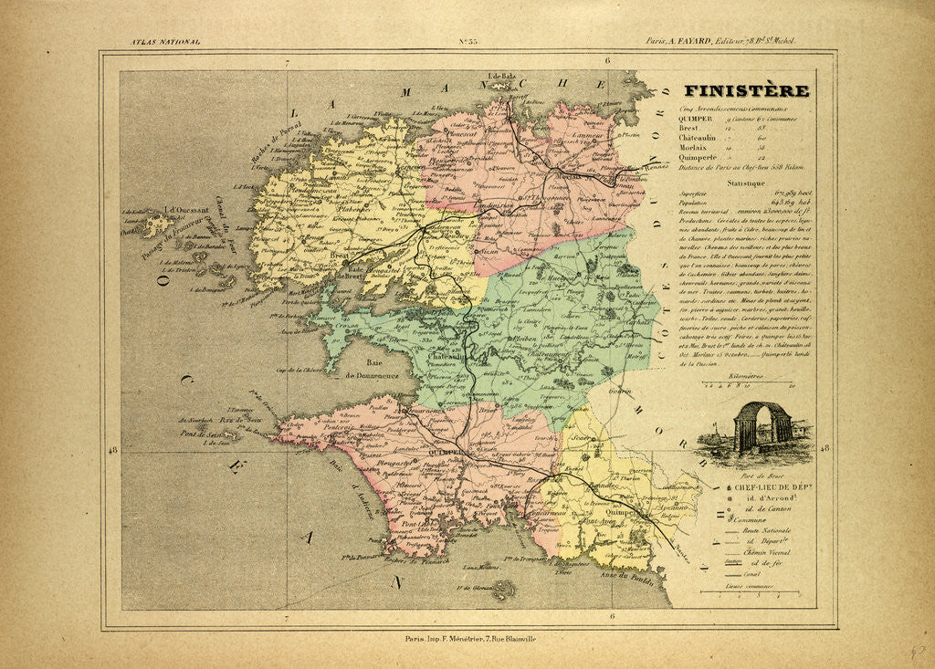 Detail of Map of Finistère France by Anonymous