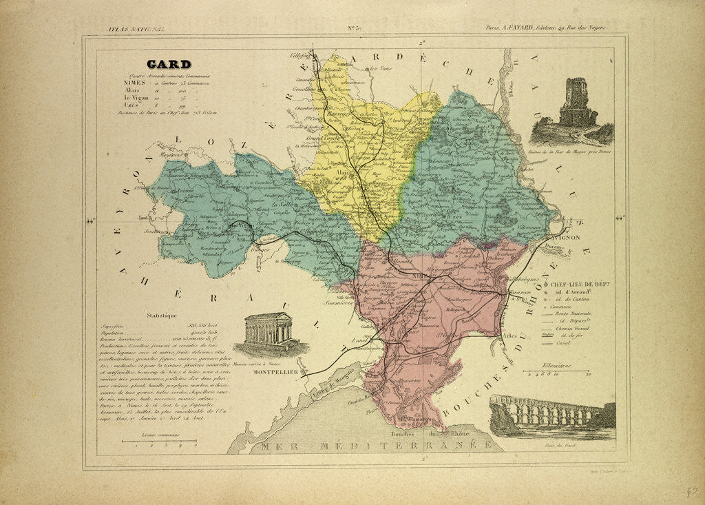 Detail of Map of Gard France by Anonymous
