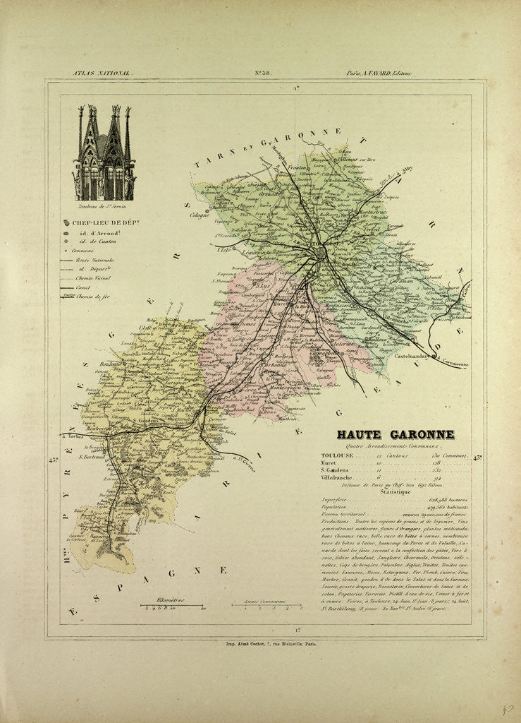 Detail of Map of Haute Garonne France by Anonymous