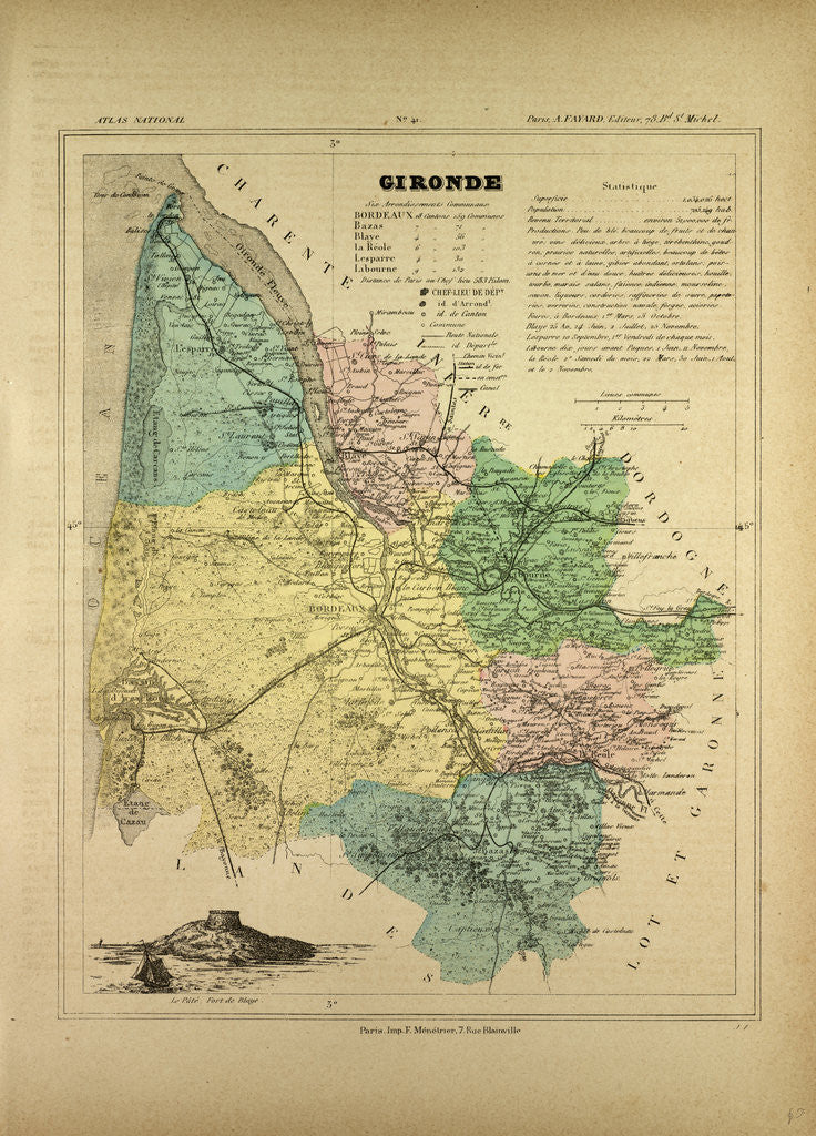 Detail of Map of Gironde France by Anonymous