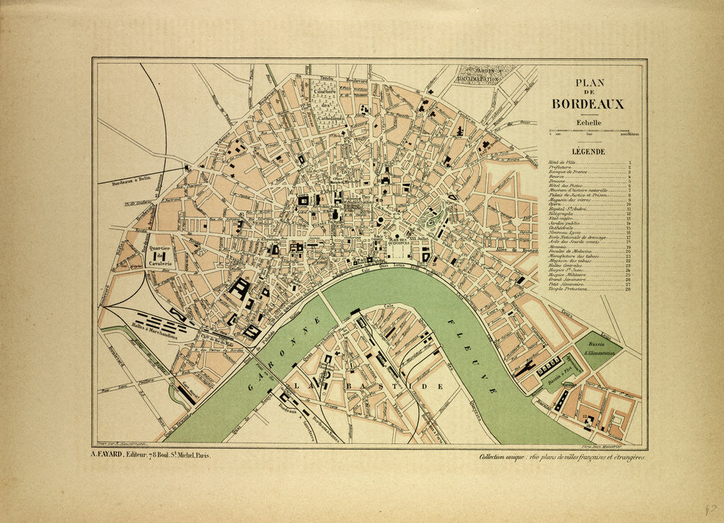 Detail of Map of Bordeaux France by Anonymous