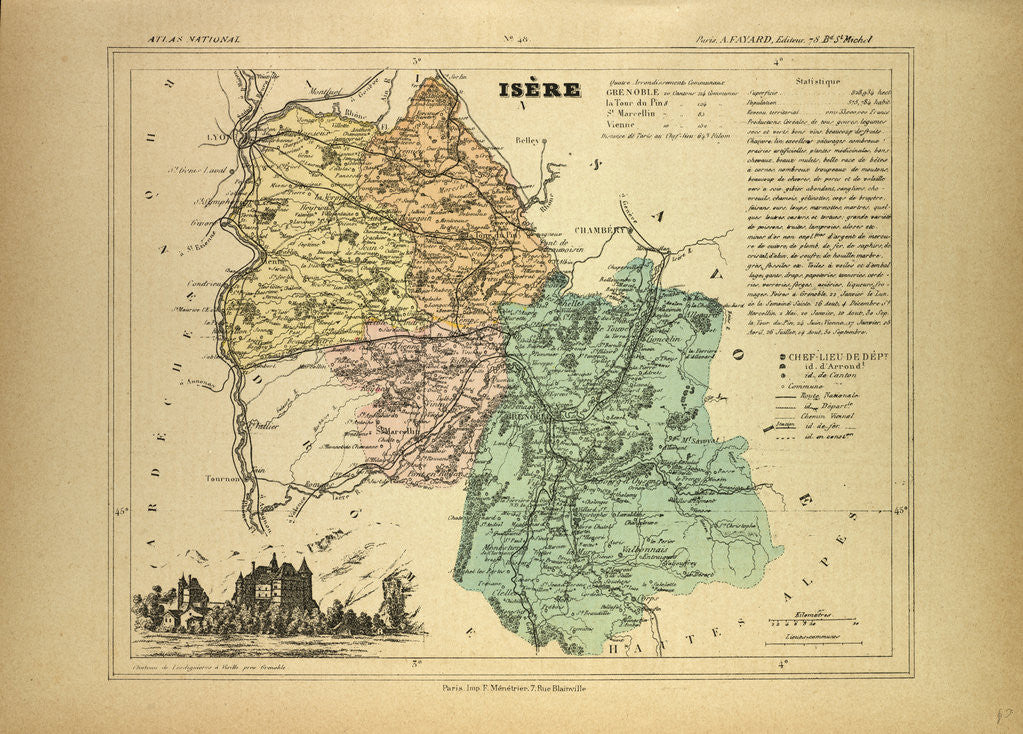 Detail of Map of Isère France by Anonymous