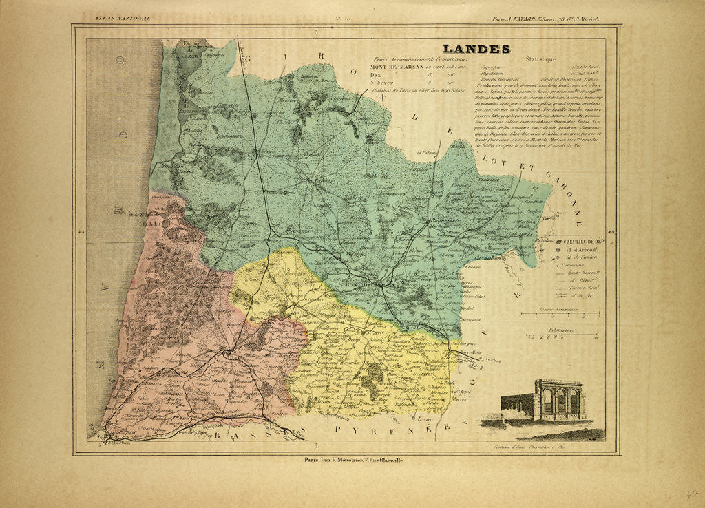 Detail of Map of Landes France by Anonymous