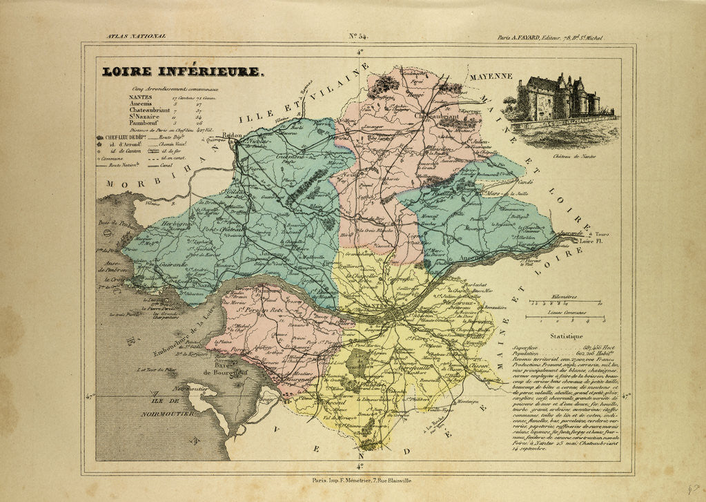 Detail of Map of Loire Inférieure France by Anonymous