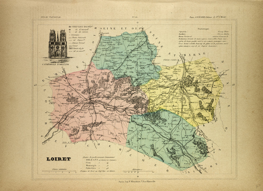 Detail of Map of Loiret France by Anonymous