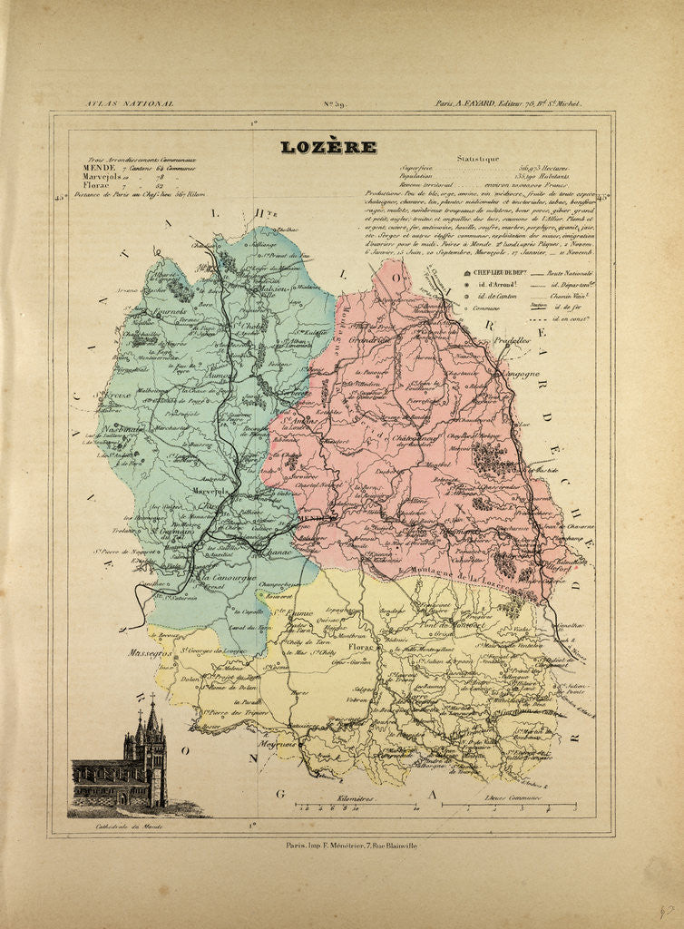 Detail of Map of Lozère France by Anonymous