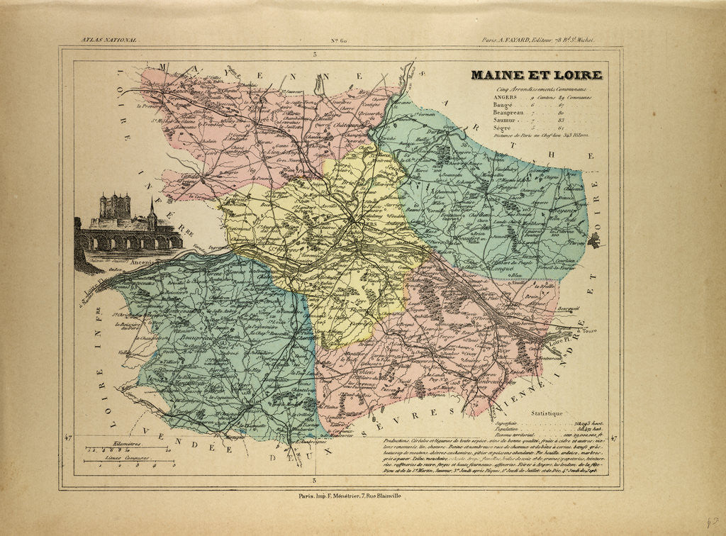 Detail of Map of Maine Et Loire France by Anonymous