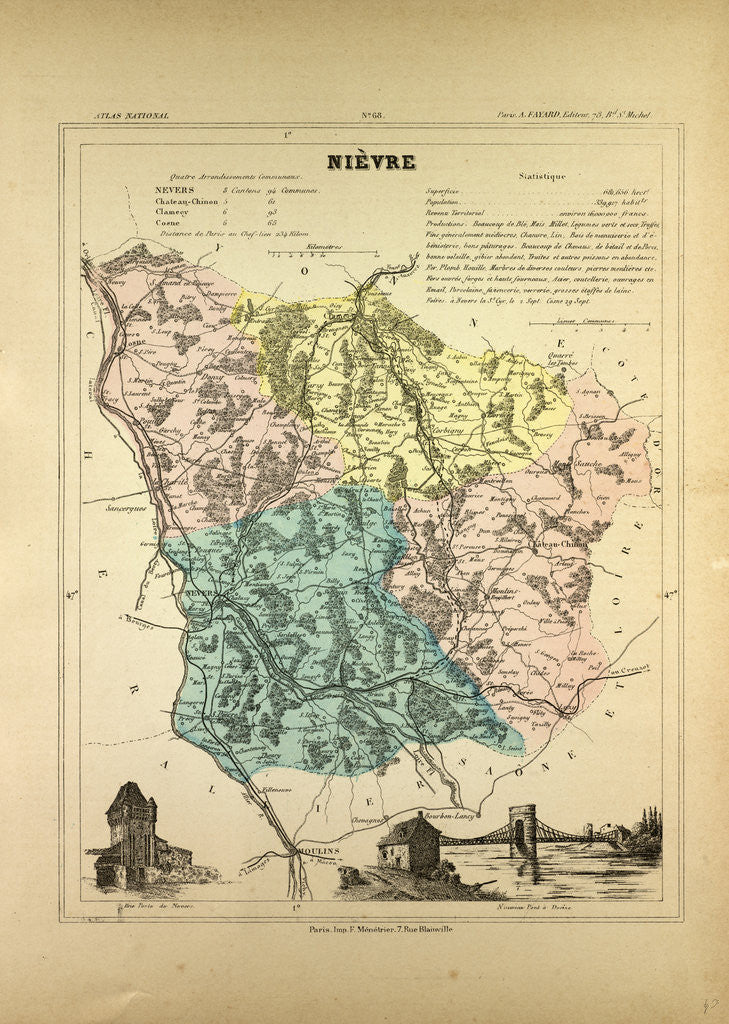 Detail of Map of Nièvre France by Anonymous